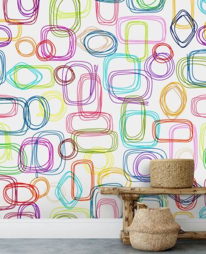Lined Colourful Shapes Wallpaper