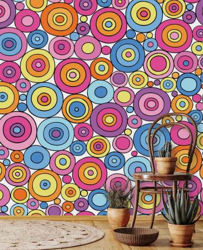 Pink Purple Blue and Orange Circle Pattern Wallpaper Pink Purple Blue and Orange Circle Pattern Wallpaper