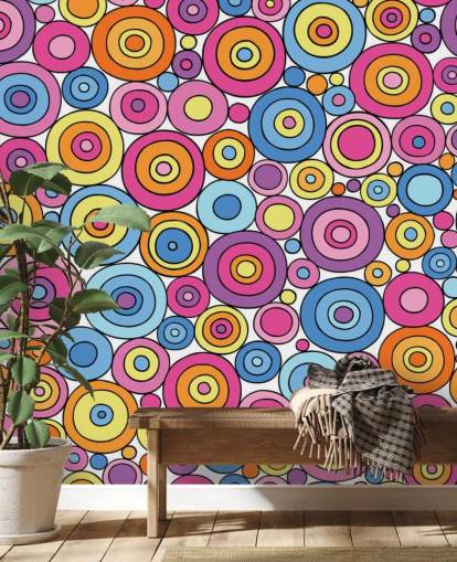 Pink Purple Blue and Orange Circle Pattern Wallpaper Pink Purple Blue and Orange Circle Pattern Wallpaper