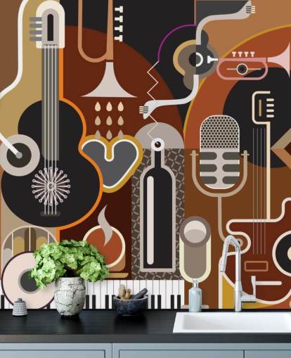 Art Deco Music Art Wallpaper