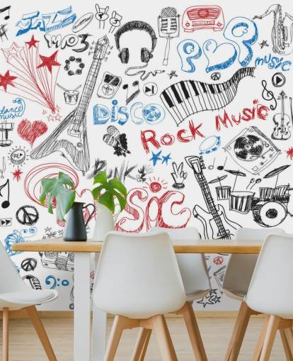 Hand Drawn Music Montage Wall Mural Hand Drawn Music Montage Wall Mural