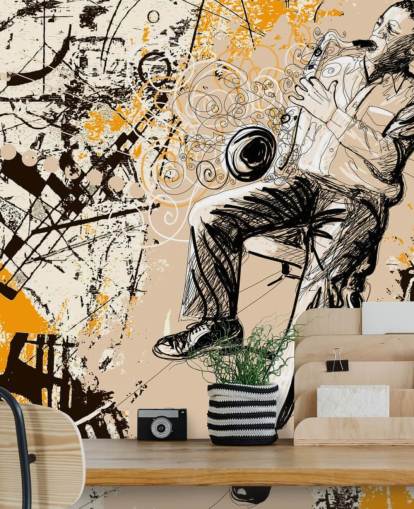Jazz Player Art Behang Jazz Player Art Behang
