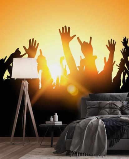 Silhouette of People at a Concert Wallpaper Silhouette of People at a Concert Wallpaper