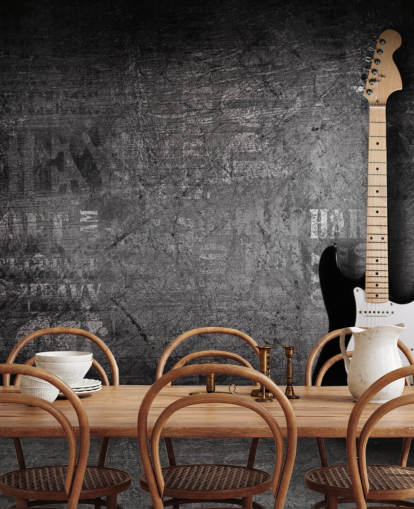 Gitarre an der Wand gestützt Tapete