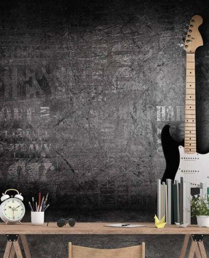 guitar propped on the wall wallpaper