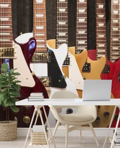 Kleurrijke elektrische gitaren behang