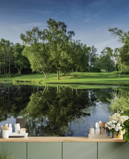 Amanecer al otro lado del lago, Cottesmore Hotel, Golf & Country Club, West Sussex, Inglaterra Fondo de pantalla Amanecer al otro lado del lago, Cottesmore Hotel, Golf & Country Club, West Sussex, Inglaterra Fondo de pantalla