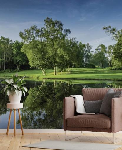 Carta da parati Dawn Across the Lake, Cottesmore Hotel, Golf & Country Club, West Sussex, Inghilterra