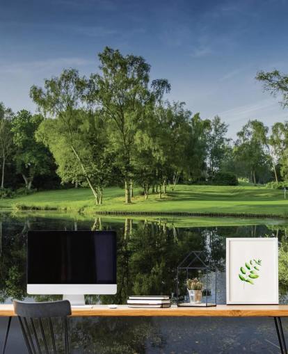 Dawn järven yli, Cottesmore-hotelli, Golf & Country Club, Länsi-Sussex, Englannin taustakuva Dawn järven yli, Cottesmore-hotelli, Golf & Country Club, Länsi-Sussex, Englannin taustakuva