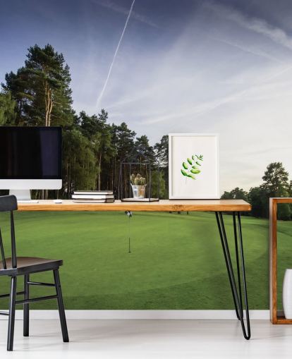 Groene golfbaan behang