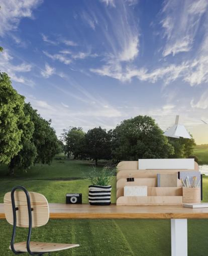 Fondo de pantalla de campo de golf en un día frío y soleado