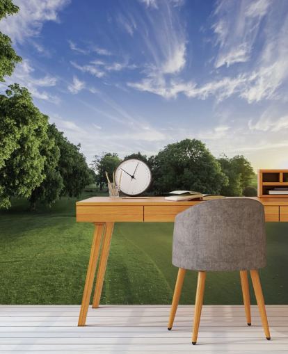 Hintergrundbild „Golfplatz an kaltem, sonnigem Tag“