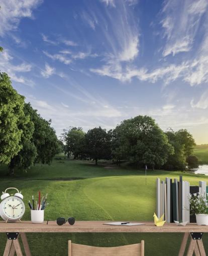 Golfbane på kold solskinsdag tapet