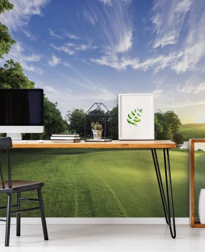 Carta da parati del campo da golf in una fredda giornata di sole