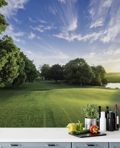 Fondo de pantalla de campo de golf en un día frío y soleado