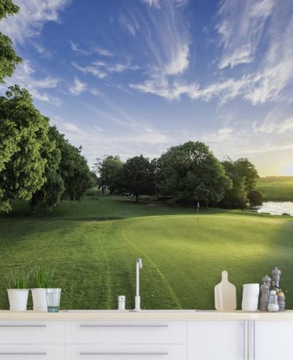 Carta da parati del campo da golf in una fredda giornata di sole