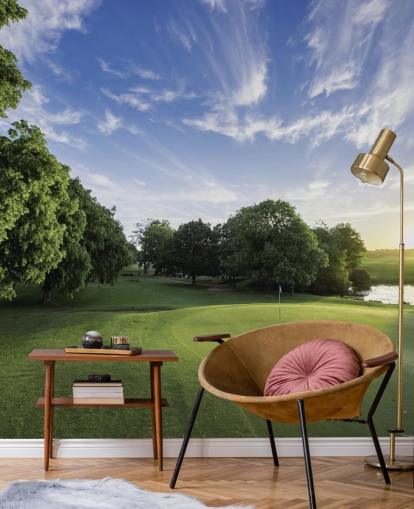 Hintergrundbild „Golfplatz an kaltem, sonnigem Tag“