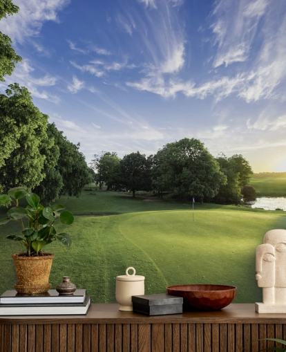 Fotobehang Golfbaan op een koude zonnige dag