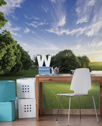 Hintergrundbild „Golfplatz an kaltem, sonnigem Tag“