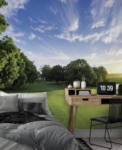 Golfbana på kall solig dag tapet