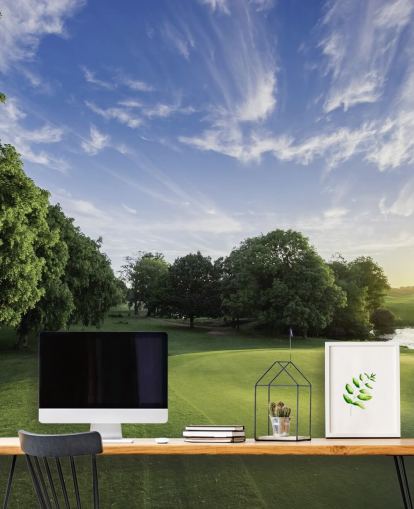 Carta da parati del campo da golf in una fredda giornata di sole Carta da parati del campo da golf in una fredda giornata di sole