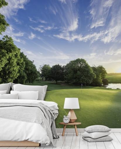 Carta da parati del campo da golf in una fredda giornata di sole Carta da parati del campo da golf in una fredda giornata di sole