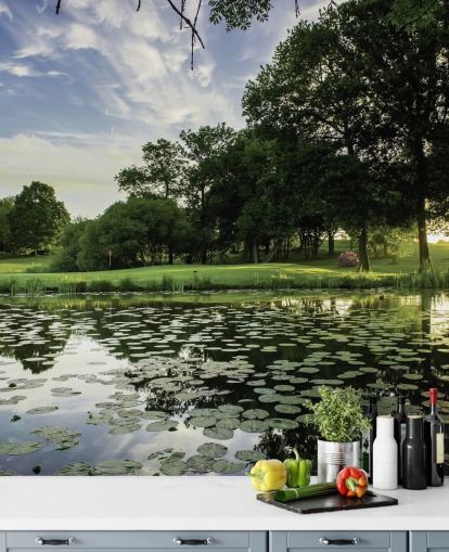 Carta da parati con laghetto da golf