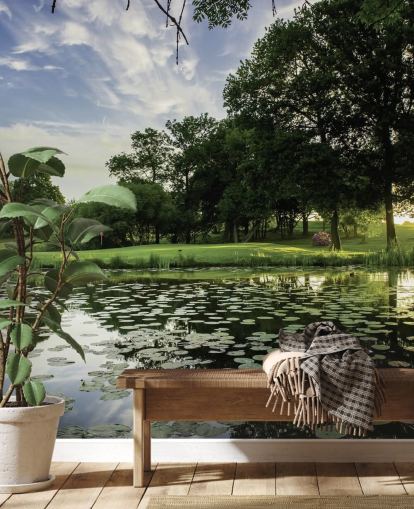 Fotobehang voor de vijver van de golfbaan