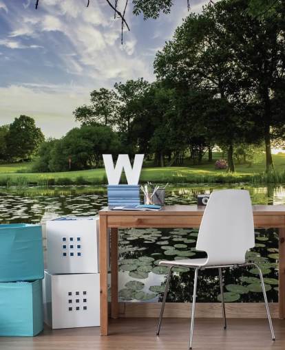 Fotobehang voor de vijver van de golfbaan