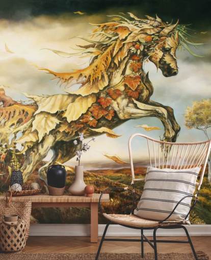Cavalo de outono feito de folhas Mural Cavalo de outono feito de folhas Mural