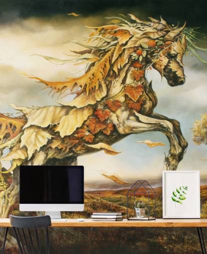 Autumn Horse made from Leaves Mural