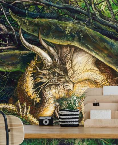Papier peint Dragon au repos dans la forêt