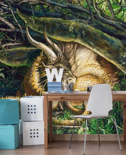 Drache ruht im Wald Wallpaper