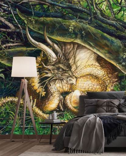 Papel de parede Dragon Resting in Forest