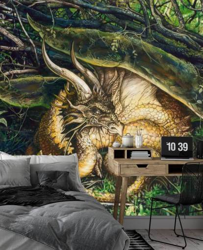 Drache ruht im Wald Wallpaper