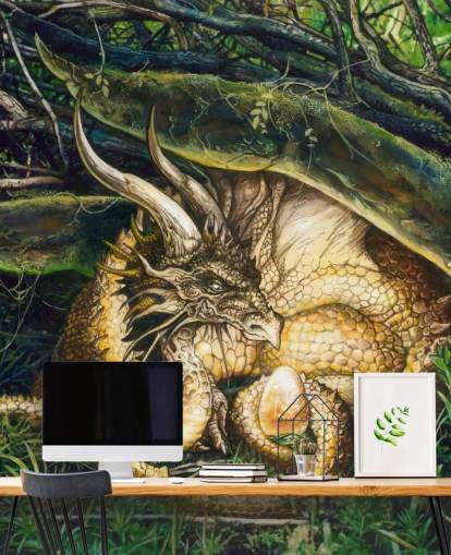 Drache ruht im Wald Wallpaper