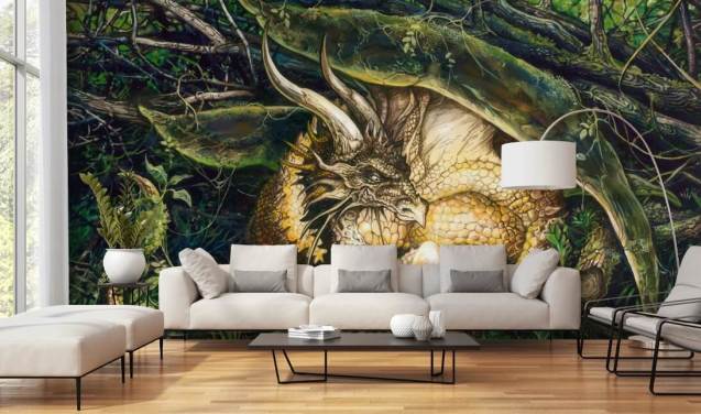 Dragon Resting in Forest Wallpaper