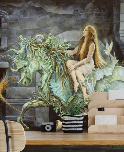 Lady Riding Leaf Horse