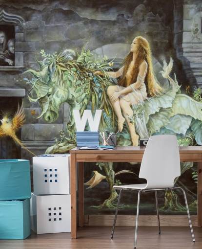 Papier peint Lady Riding Leaf Horse