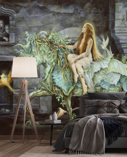 Papier peint Lady Riding Leaf Horse