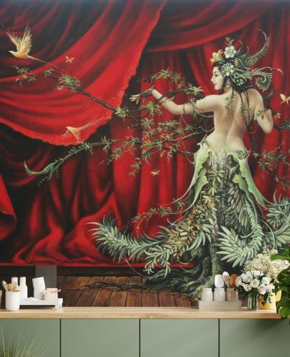 Tree Woman Fantasy Dancer Behang