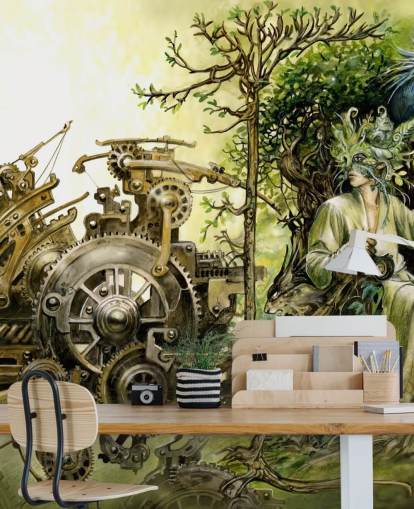 Papier peint roi sur le trône de la forêt fantastique Papier peint roi sur le trône de la forêt fantastique