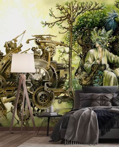 Fantasy Forest King op troon behang Fantasy Forest King op troon behang