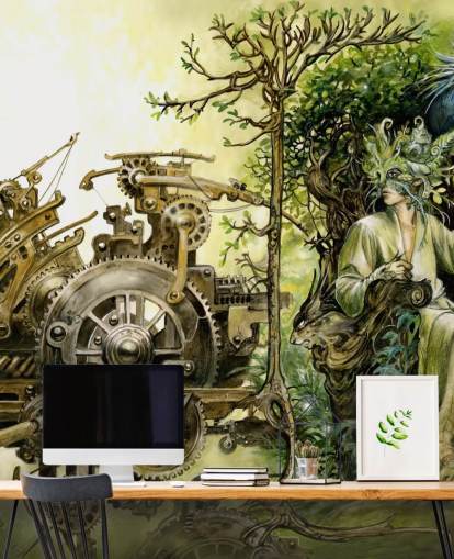 Fantasy Forest King op troon behang Fantasy Forest King op troon behang