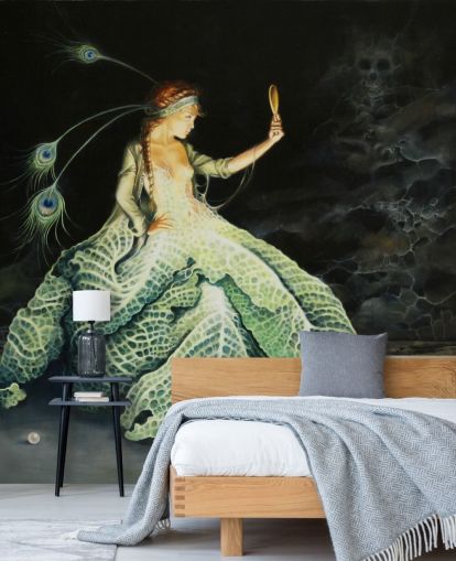 Leaf Dress Lady Fantasy Behang Leaf Dress Lady Fantasy Behang