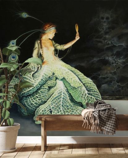 Blad Dress Lady Fantasy Bakgrunn