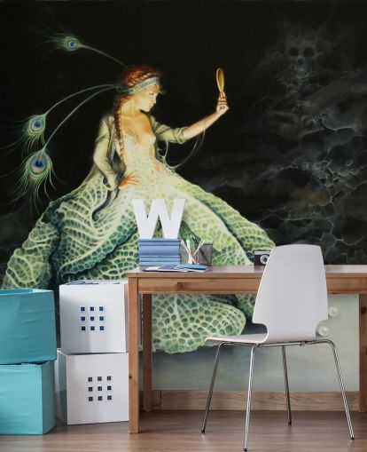 Leaf Dress Lady Fantasy Behang Leaf Dress Lady Fantasy Behang