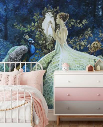 Vestido de repollo Lady and Peacock Wallpaper