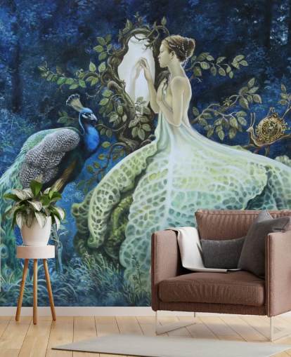 Kohl-Kleid-Lady und Peacock Tapete Kohl-Kleid-Lady und Peacock Tapete