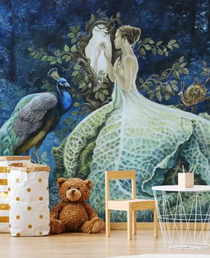 Cabbage Dress Lady and Peacock Wallpaper Cabbage Dress Lady and Peacock Wallpaper